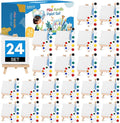 ESRICH 24 Set Mini Acrylic Paint Kit, Mini Stretched Canvas with Easel, Valentines Day Gifts, Acrylic Paint Strips, Paint Palettes, Painting Brushes, Canvas and Easel Set for Kids Artists Beginner