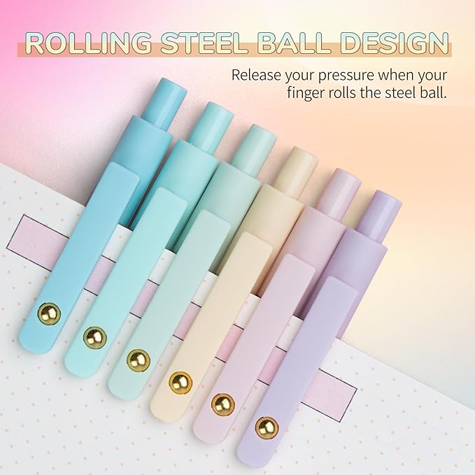 6 Pcs Gel Pens 0.5mm Quick Dry Black Ink Pens Fine Point Smooth Writing Pens, Cute Office and School Supplies Gifts for Women Teacher Students (6 Pcs Ombre Gold)