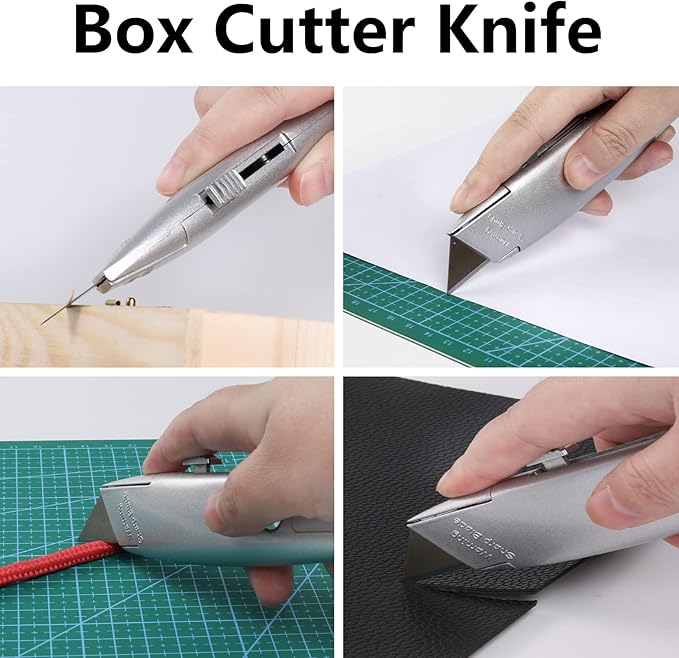 DIYSELF 2Pack Utility Knife Box Cutter Retractable Blade Heavy Duty PVC Pipe Cutter(Silver)