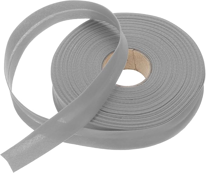 MECCANIXITY 1 Inch Single Fold Bias Tape Polyester Continuous Bulk Bias Tape for Sewing,Seaming Quilting Hemming Binding Crafts (Gray 25 Yards)