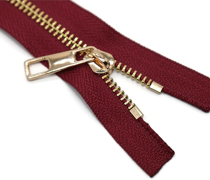 #5 Gold Metal Zipper - 50+ Colors - 3 PCS - (4-14 inches) Sizes - Luxury Lightweight Handcraft Metal Zippers with pulls for Purses Bags Pockets Shoes Sewing & Crafts DIY ZP021810