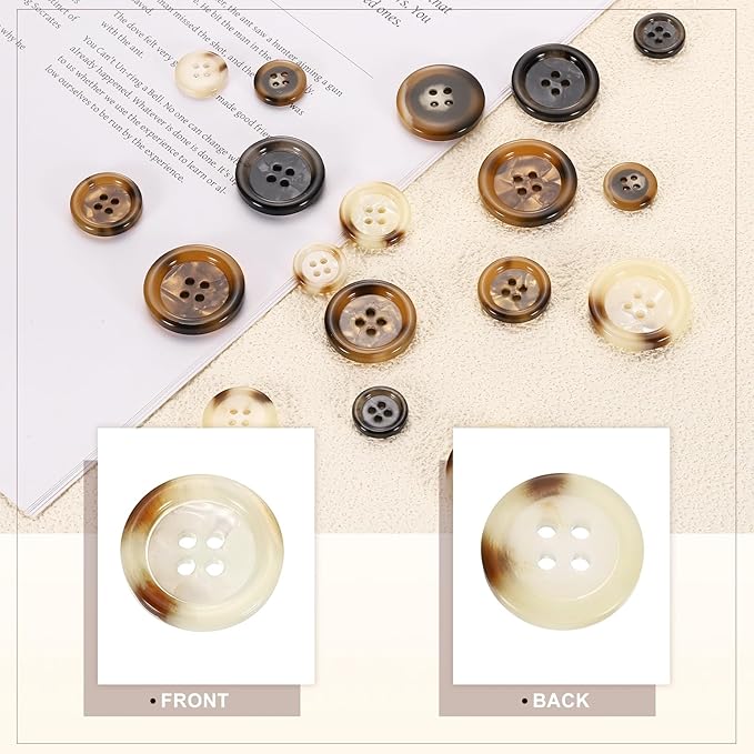 HARFINGTON 24pcs Sewing Button 20mm (3/4") 4 Holes Resin Round Buttons Craft Sewing Accessories for Clothing DIY Crafts Decoration, White