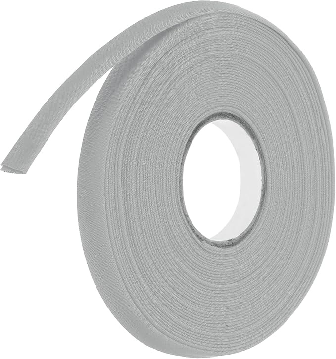 MECCANIXITY 2/5 Inch Double Fold Bias Tape Polyester Continuous Bulk Bias Tape for Sewing,Seaming Quilting Hemming Binding Crafts (Grey 10 Yards)