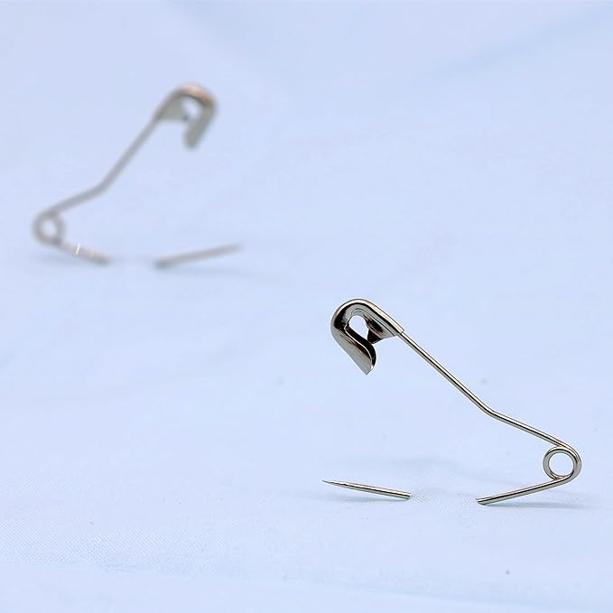 iNee Curved Safety Pins, Quilting Basting Pins, Nickel-Plated Steel, Size 2, 100 Count