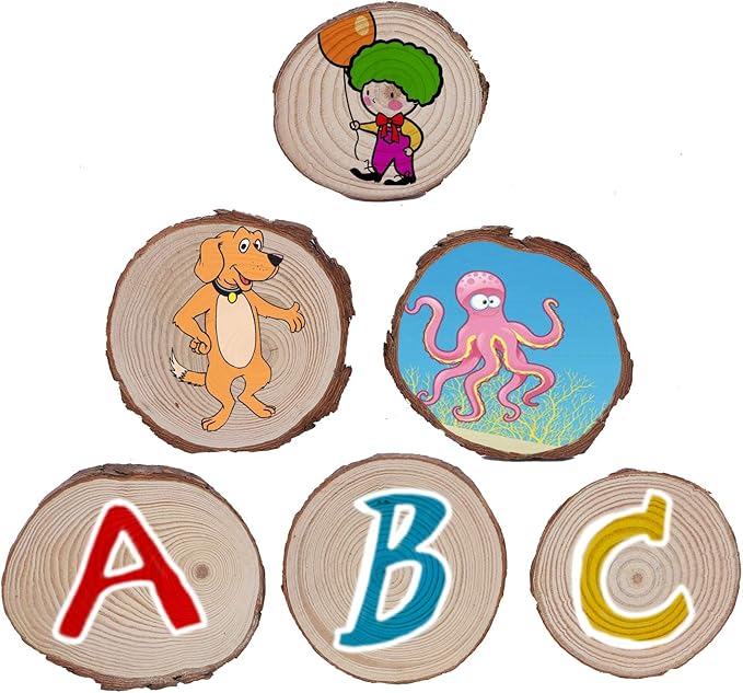 KINJOEK 36 PCS Natural Wood Slices 3.5-4 Inch with Bark Unfinished Wood Circles for Coasters DIY Crafts Wedding Decorations Christmas Ornaments