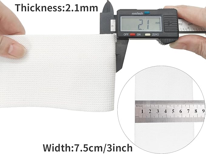 White Knit Elastic Band for Sewing 3 inch 5 Yards Double-Side Twill Woven Elastic Heavy Stretch Elastic Spool for Clothes Pants Waistband, Wigs, Skirts, Craft DIY Projects