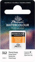 PHOENIX Professional Watercolor Paint - Single Watercolor Half Pan - Phoenix Orange 312