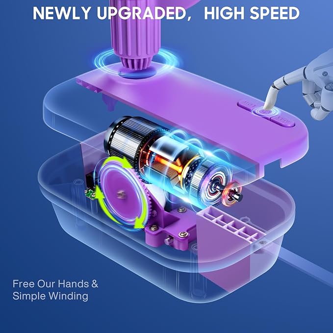 Electric Yarn Winder, 2025 Upgrade High-Speed Automatic Yarn Ball Winder with 3 Adjustable Gears, 4-10oz Large Capacity Yarn Spinner for Knitting & Crocheting, Purple Gift for Craft Lovers