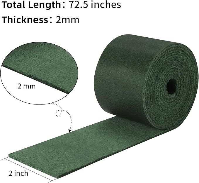 Ringsun 2 Inch Wide Flat Leather Strips for Crafts, Full Grain Leather Strap Cord String for Crafts, Tooling (2mm Thick 72.5 Inches Long Green)