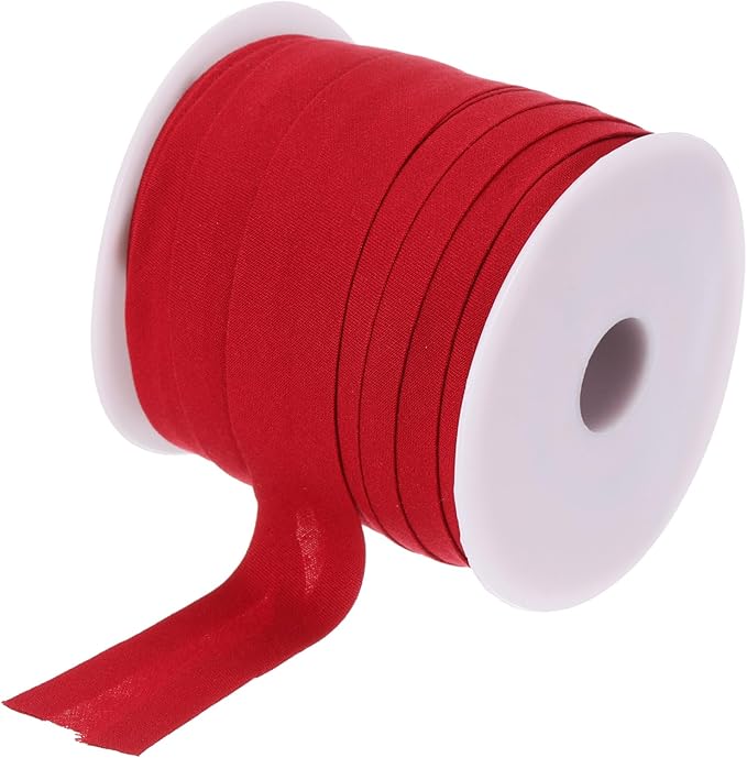 MECCANIXITY 3/4 Inch Single Fold Bias Tape Cotton Continuous Bulk Bias Tape for Sewing, Seaming Quilting Hemming Binding Crafts (Jujube Red 25 Yards)