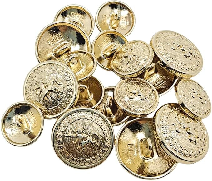 14 Pieces Light Gold Metal Blazer Button Set 15mm 20mm for Blazers, Suits, Sport Coats, Sewing, Uniform, Jackets (MBM37)