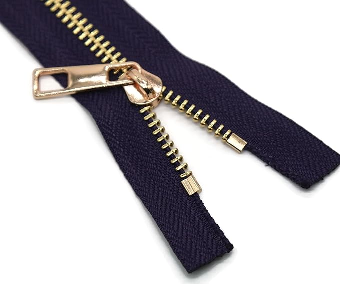 #5 Gold Metal Zipper - 50+ Colors - 3 PCS - (4-14 inches) Sizes - Luxury Lightweight Handcraft Metal Zippers with pulls for Purses Bags Pockets Shoes Sewing & Crafts DIY ZP02264