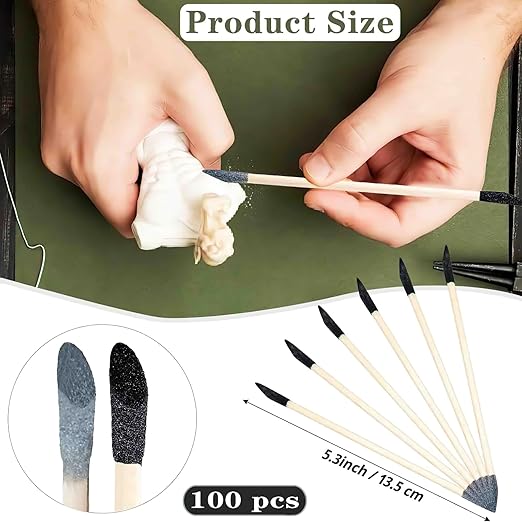 100 Pcs Sanding Sticks, Double End Matchsticks Sanding Twigs, Fine Detailing Sanding Tools for Tight Spaces Plastic Models Wood, 120/280 Grit 5.4 x 0.2 Inch