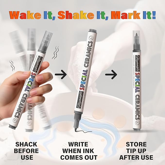 Underglaze Pen for Ceramics, Underglaze Marker for Pottery Glaze, Pottery Pen, Porcelain, and DIY Ceramic Decorating - Black（Classic Hard Tip-1PK）