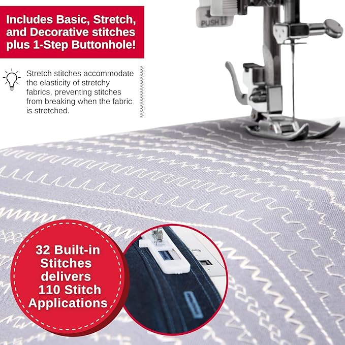 SINGER Heavy Duty Holiday Bundle - 4452 Heavy Duty Sewing Machine with Extension Table & 2 Presser Feet | Strong Motor, 110 Stitch Applications, Full Metal frame, 1-step Buttonhole & LED Light