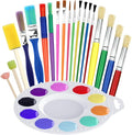 20 Pcs Painting Brushes for Kids, 19 Colorful Painting Brushes and 1 Paint Palette, All Purpose Paint Brush Value Pack for Acrylic, Watercolors & Washable Paints