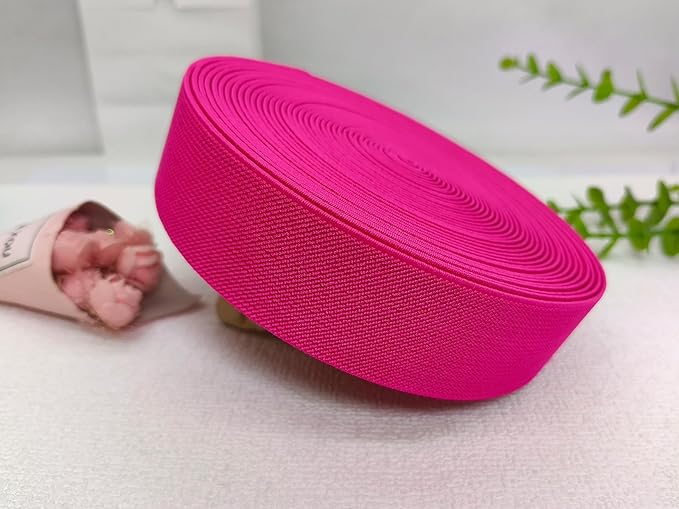 JESEP 1.5 Inch 10 Yards Double-Side Twill Woven Elastic Heavy Stretch High Elasticity for Sewing Pants Waistband, Wigs, Skirts, Craft DIY Projects (Rose 297)