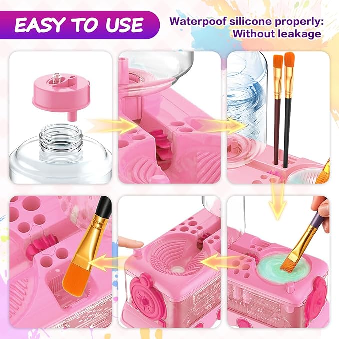 2025 Upgraded Paint Brush Cleaner Tool,Brush Rinser Cup Painting Running Water Circulation Art Supplies for Acrylic,Watercolor and Water Based Creative Gift for Adult Artist and Kids