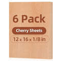 Rowood 6 Pack Cherry Wood Plywood Sheets 1/8,12x16x1/8inch,3mm Thin Unfinished Craft Wood for Laser Cutting Blanks,DIY Adult Project Kits for DIY Ornaments,Architectural Model