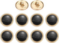 MECCANIXITY Metal Vintage Gold Button 15mm Round Metal Sewing Button Alloy Shank Replacement for Women's Suit Woolen Coat Shirt Dress Sewing Black Pack of 10