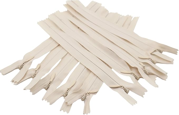 Leekayer 3# 5 Inch Invisible Zipper for DIY Tailor Sewing Craft 12.7cm Beige Hidden Zippers Closed End Bulk 10 PCS/Pack (Beige,5")
