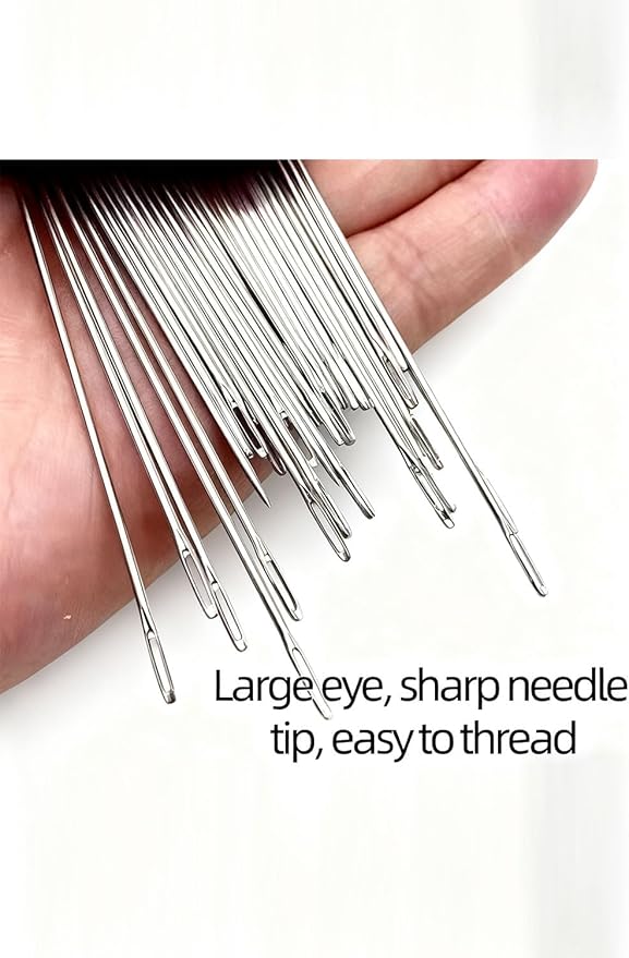 Sewing Kit, 34/ 36PCS Big Eye Steel Needles Set with Large-Eye Needles, Multiple Thread Colors, Long and Thin Handmade Quilting and Sewing Needles Kit with Repair, and Craft (34PCS)