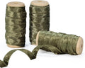 Velvet Green Ribbon Double-Sided Handmade Glossy Fabric Trim Wooden Spool Thin Ribbons for Christmas Tree Gift Wrapping Crafts Wedding Flower Bouquet 3/8 inch x 5YD 3 Rolls