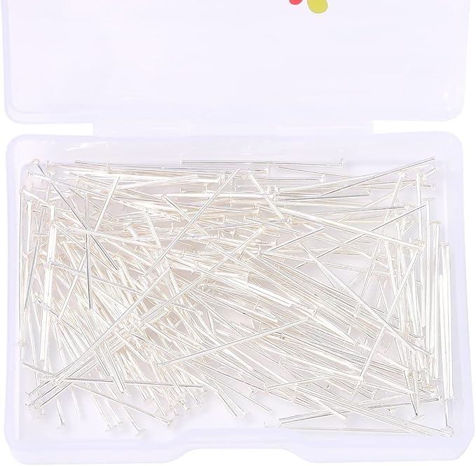 Silver Plated Flat Head Pins Non Tarnish 25mm 200pcs for Jewelry Making Findings