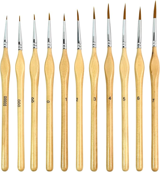 11 Pcs Miniature Paint Brush Set,Small Brushes for Fine Detail & Art Painting Brushes for Acrylic, Watercolor, Oil, Models,Face, Paint by Number, Figurine Crafts