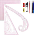 Acrylic Sewing Ruler Set，French Curve Pattern Rulers Kit for Tailors Designers Precision Pattern Making Guides Quilting and DIY Supplies (Ruler Set 1-3Pcs)