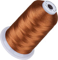 Simthread 5500Yds Embroidery Thread, 5000M High-Yardage 40WT 100% Polyester Thread – 170+ Vivid Colors, High-Speed Rated – Compatible with Brother, Singer, Janome & More - Tawny Brown S014