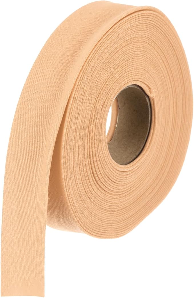 MECCANIXITY 1 Inch Double Fold Bias Tape Polyester Continuous Bulk Bias Tape for Sewing,Seaming Quilting Hemming Binding Crafts (Light Orange 10 Yards)