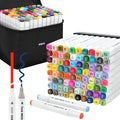 80 Colors Alcohol Markers Set, Dual Tip Permanent Coloring Markers for Adults and Kids, Artists Painting and Sketching