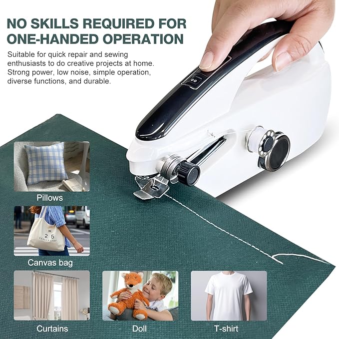 Handheld Sewing Machine - Portable Mini Sewing Machine with Accessories Kit for Beginners DIY (black)