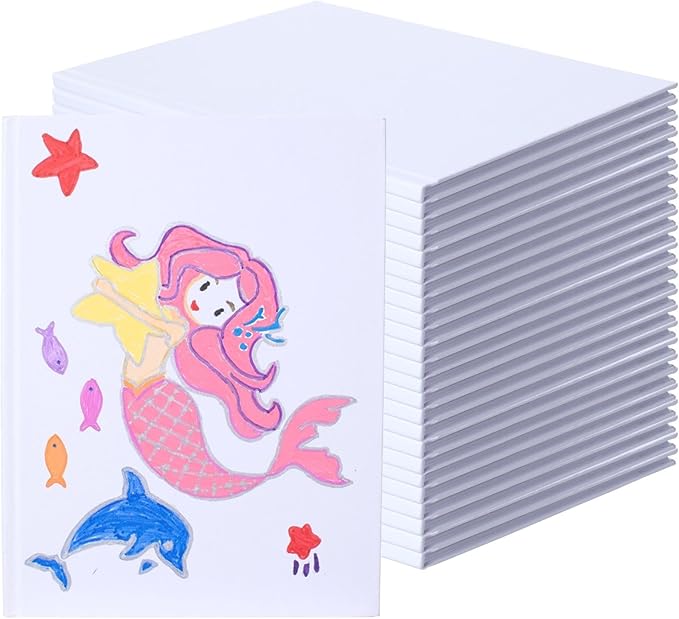 24 Pack Hardcover Blank Book,6x8 Inch Unlined Sketchbook Journal - 18 Sheets/36 Pages Each, Bulk Pack of White Hardcover Blank Books for Writing, Drawing Make Your Own Book, Multi-Purpose for Students & Adults
