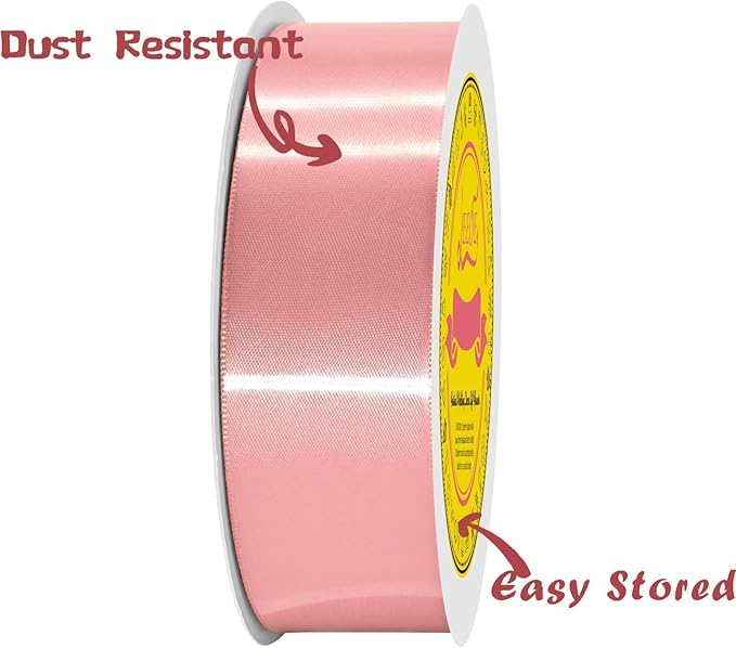 Double Face Dusty Pink Satin Ribbon 1-1/2" X 50 Yards Polyester Dusty Pink Ribbon for Gift Wrapping Very Suitable for Weddings Party Hair Bow Invitation Decorations and More