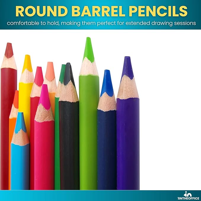 1InTheOffice Colored Pencil, Colored Pencils for Kids, Art Colored Pencils, Pre-Sharpened Pencil Set, (96 Pack)
