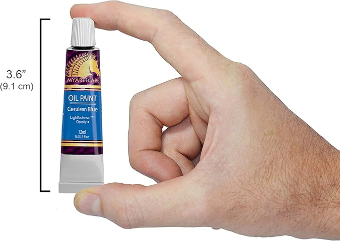 MyArtscape Oil Paint Set - 12 x 12ml Tubes - Lightfast - Heavy Body - Oil-based Vibrant Colors - High Pigment Load - Non-fading - Artist Quality Painting Supplies - Professional Craft Paints