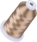 Simthread 5500Yds Embroidery Thread, 5000M High-Yardage 40WT 100% Polyester Thread – 170+ Vivid Colors, High-Speed Rated – Compatible with Brother, Singer, Janome & More - Soft Beige S010
