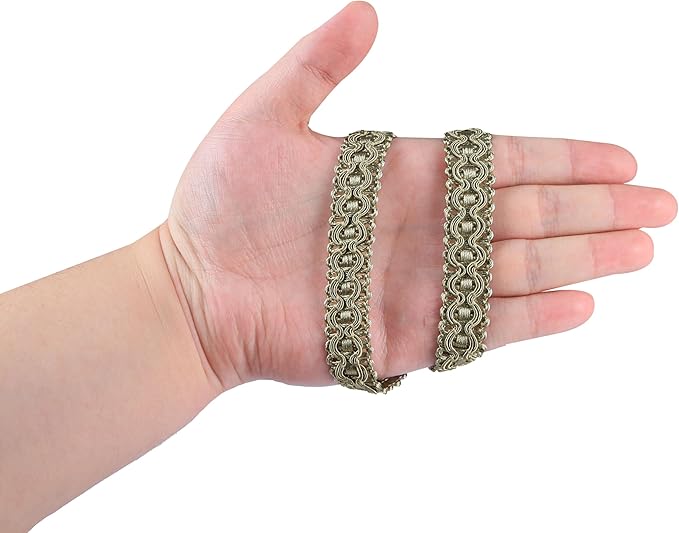 Gimp Braid Trim, 0.7 Inch / 10M(10.9 Yards) Fabric Trim for Curtains, Upholstery, Sewing, Hand DIY Crafts, Costume and Home Decorative（Dark Beige）