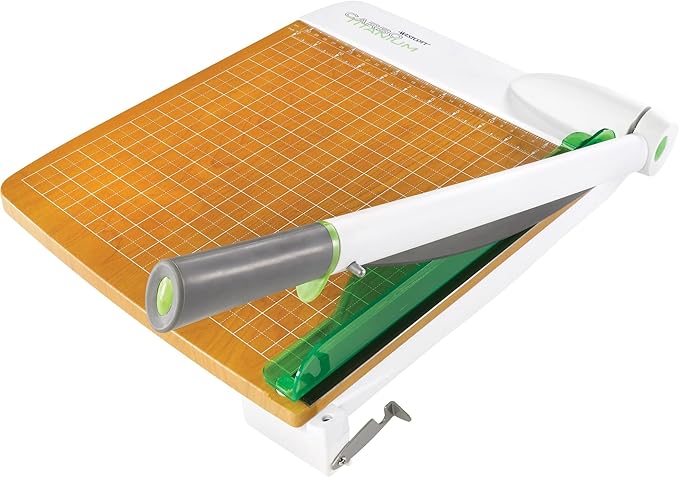Westcott 16717 12-Inch CarboTitanium Wood Base Guillotine Paper Cutter, Multi-Paper Trimmer with 30 Sheet Capacity