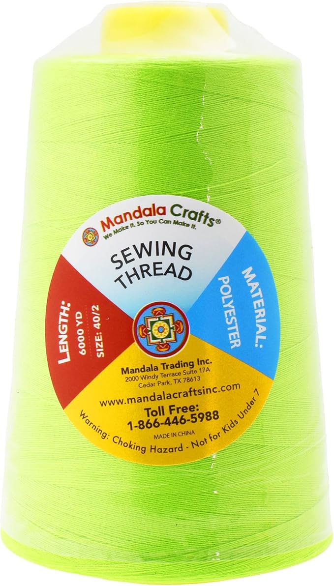 Mandala Crafts 4 Pack of Serger Threads Cones Spools - 40S/2 24000 Yards Polyester Lime Green Threads for Sergers Machine and Overlock Quilting Sewing Machine