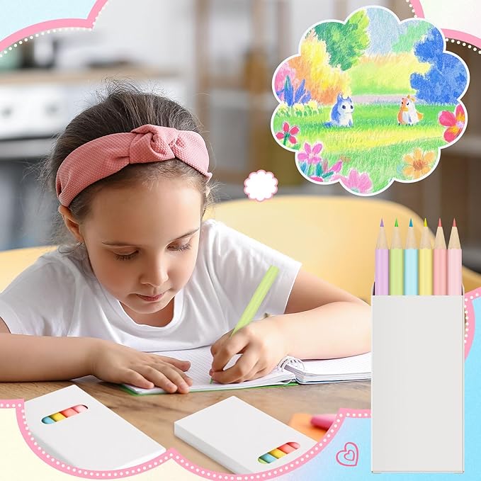 Ctosree 100 Packs Macaron Pastel Colored Pencils Bulk 3.5 Inch Coloring Drawing Pencil in Boxes Goodie Bag Gift for Adult Painting Christmas Birthday, 6 Per Pack