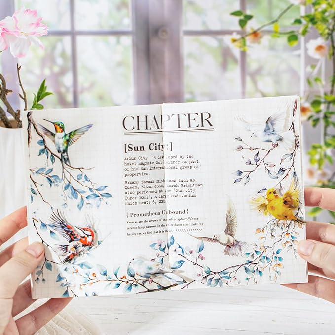 Alideco 120pcs Scrapbook Stickers Vintage Flowering Birdsong Scrapbooking Junk Journal Crafts Embelishment Decoration Stickers (huazhiniaoming)