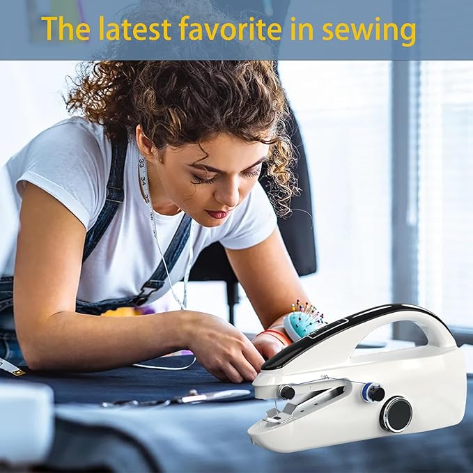 Portable Handheld Sewing Machine for Beginners, Mini Sewing Machine with Dual-Speed & Dual-Power Options, Ideal for Clothes, Fabrics, and DIY Projects