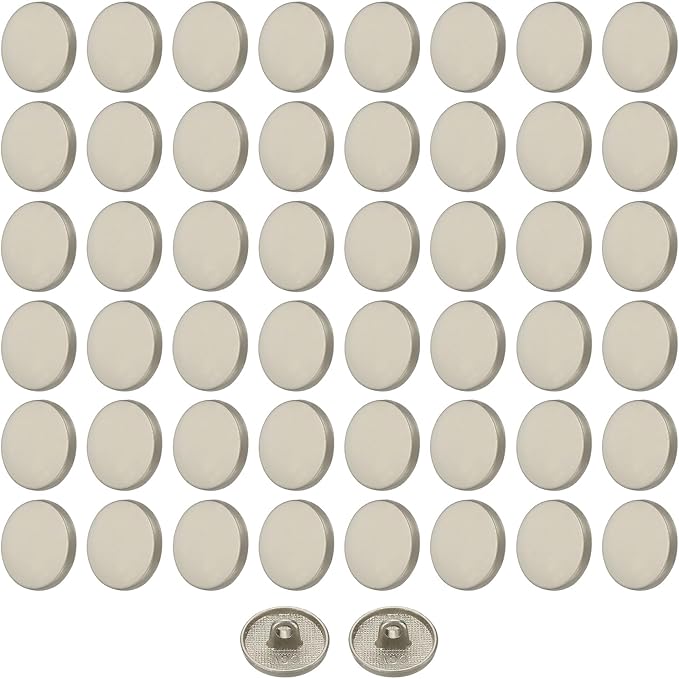 HARFINGTON 50pcs 24L Metal Round Flat Sewing Buttons 15mm Alloy Shank Craft Replacement Button for Men Women Suit Woolen Coat Shirt Trousers Sewing Crafts, Grey