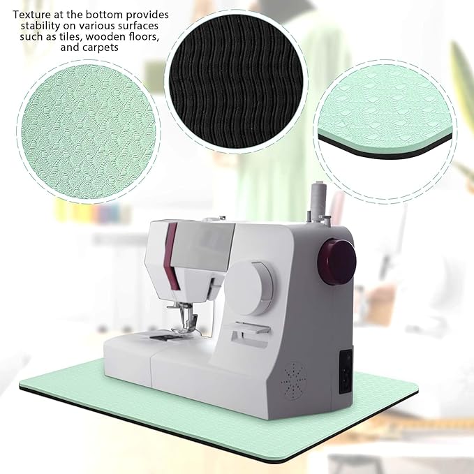 2 Pcs Sewing Machine Muffling Mat Pedal Sewing Mat Reduce Vibrations Noise No Slip Machine Accessories for Quilting(17'' X 36'' and 9'' X 14'',Green)