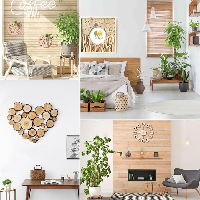 Natural Wood Slices Small, 60 Pcs 1.5-2 in Mini Wood Rounds, Unfinished Wooden Circles with Bark for DIY Crafts Centerpieces (4-5cm)