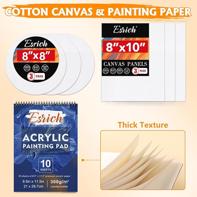 Acrylic Paint Set,57 PCS Professional Painting Supplies with Paint Brushes, Acrylic Paint, Easel, Canvases, Painting Pads，Palette, Paint Knife, Brush Cup and Art Sponge for Hobbyists and Beginners