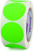 ChromaLabel 2 Inch Round Colored Stickers, High Visibility Permanent Sticky Dots Color Coding Labels, Easy to Write On Colored Dot Stickers - 500 Sticker Dots per Roll, Matte Finish Fluorescent Green